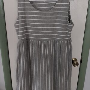 Gray Striped Maternity Dress